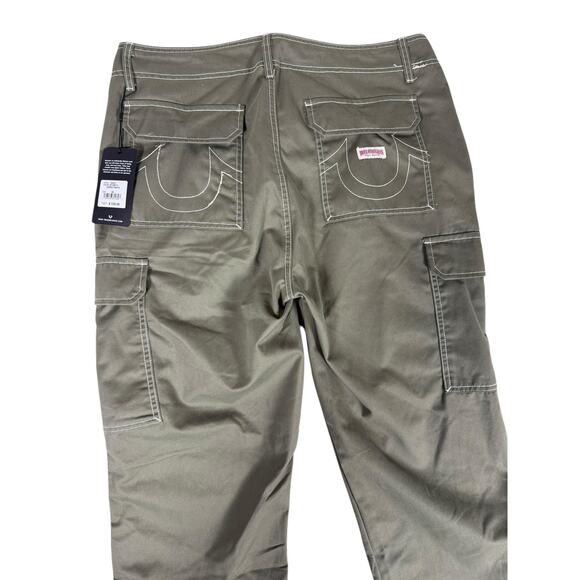 NWT True Religion Cargo Pants Men Army Green Size 34 - Picture 4 of 8